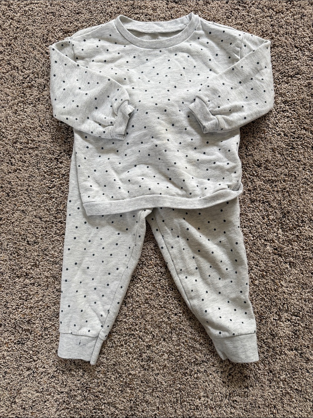 Carter's Light Gray Pajama Set with Black Polka Dots